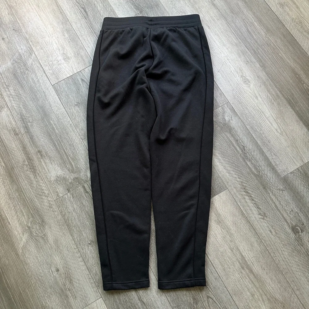 Adidas Fleece Joggers Size M Black Drawstring Tapered Sweatpants Logo